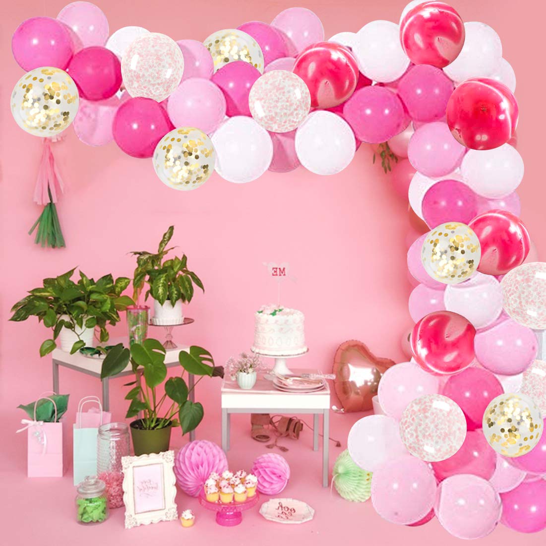 Balloon Garland Arch Kit Pink 82 Pack for Baby Shower Birthday Party Wedding Valentines Day Decoration