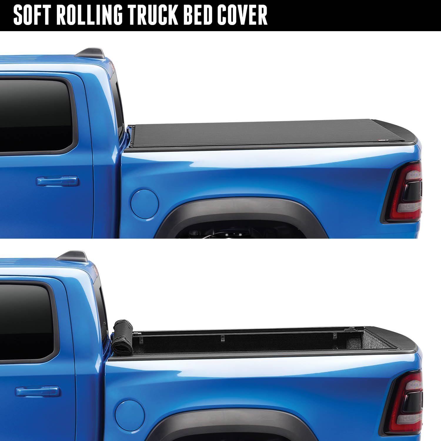 TruXedo RealTruck Pro X15 Soft Roll Up Truck Bed Tonneau Cover | 1485801 | Fits 2019-2024 Dodge Ram 1500 w/Multi-Function (Split) Tailgate 5' 7" Bed (67.4")
