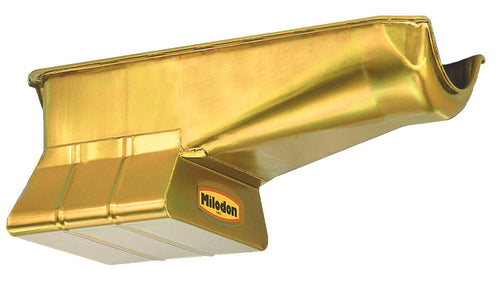 Gold Zinc Plated Milodon 30900 Street and Strip Oil Pan for Small Block Chevy