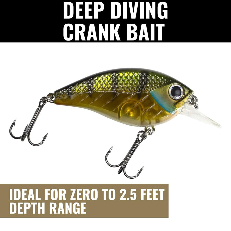 Impact Jolt Lunkerhunt | Crankbait, Deep Diving Hard Bait Fishing Lure | Flat Sided Square Bill, Clear Water, Fresh Water Lure for Bass Fishing, Trout and Spike, Crappie