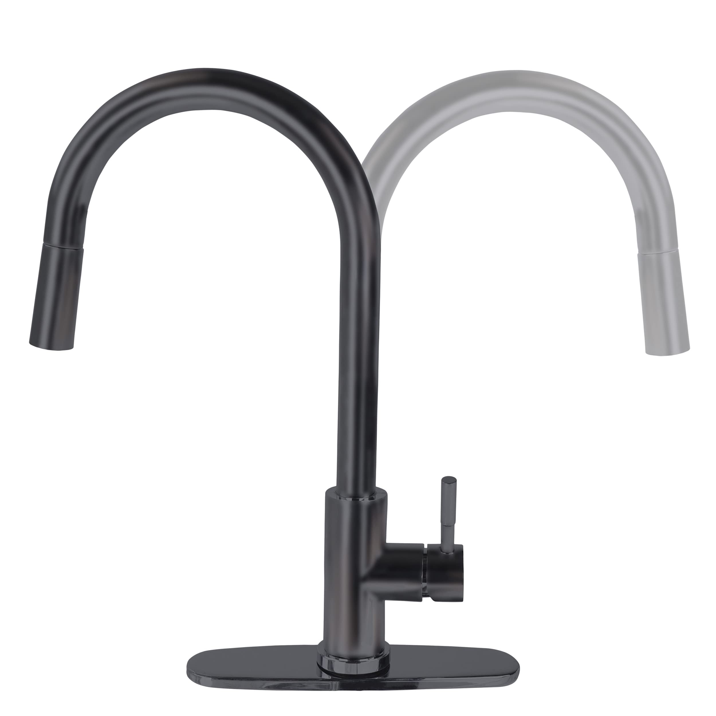 Single Lever Pull-Down Kitchen Faucet Empire Faucets SL4000BMT-A with Hi-Arc Bullet Spout and Deck Plate - Black Matte