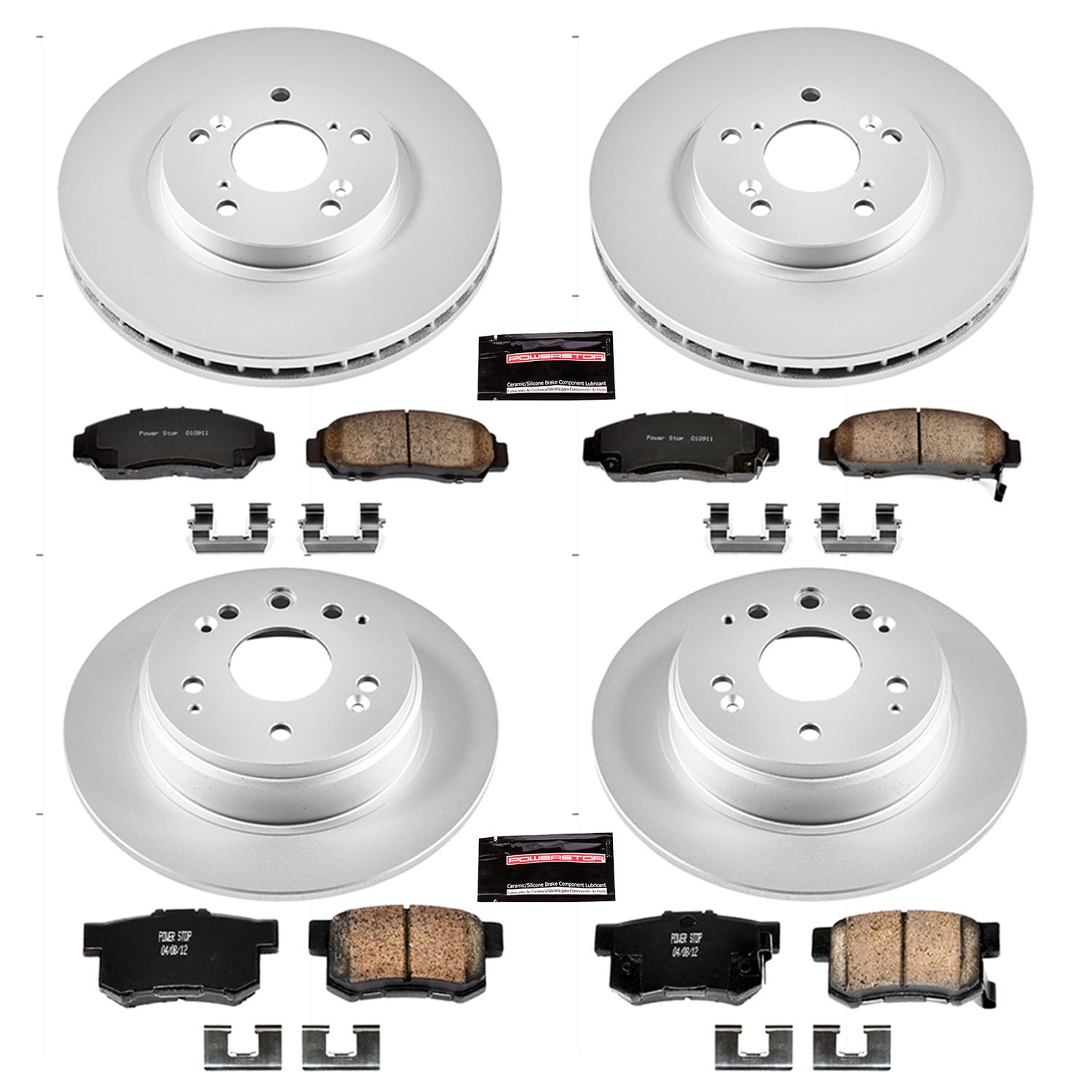 Power Stop CRK2295 Brake Rotor & Coated Ceramic Brake Pads- front & rear For Acura TL 1999-2003 [Model Specific]
