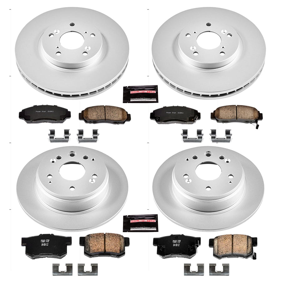Power Stop CRK2295 Brake Rotor & Coated Ceramic Brake Pads- front & rear For Acura TL 1999-2003 [Model Specific]