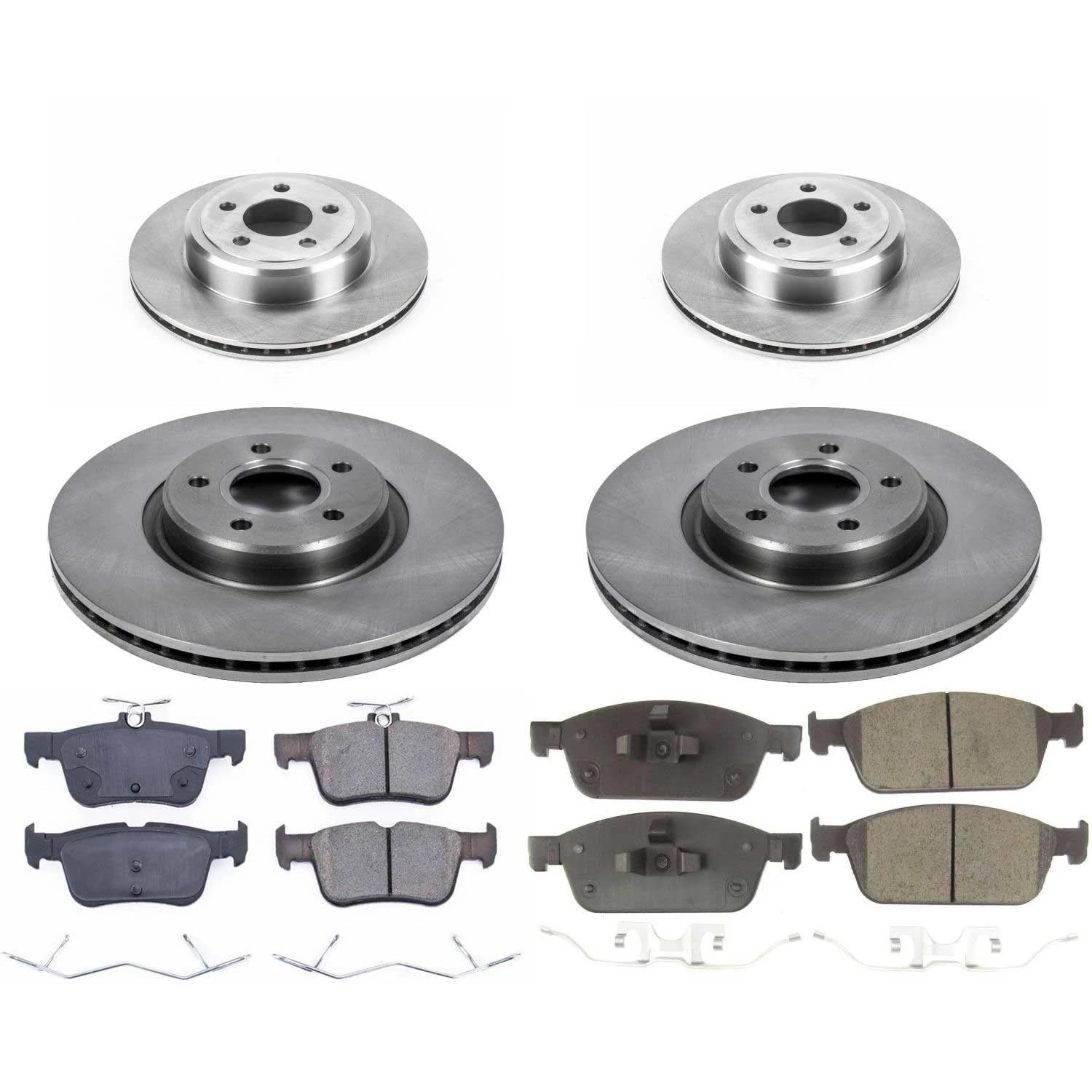 Power Stop KOE8390 Front and Rear Replacement Brake Kit-OE Brake Rotors & Ceramic Brake Pads For Lincoln MKC 2017-2019 [Model Specific]