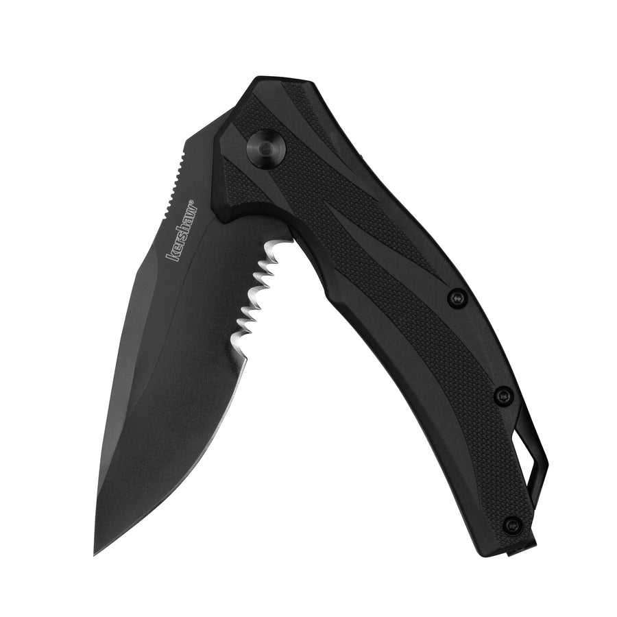 Kershaw Pocket Knife Lateral, Black, 3.1 Inch Stainless Steel Drop Point Partially Serrated Blade, EDC with Assisted Opening, Reversible Pocketclip, Everyday Carry Pocket Knife for Men and Women