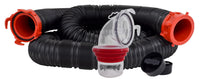 15-Foot Valterra Dominator RV Sewer Hose Kit, Universal Sewer Hose for RV Camper, Includes 15-Foot Hose with Rotating Fittings, 90 Degree ClearView Sewer Adapter, and 2 Drip Caps