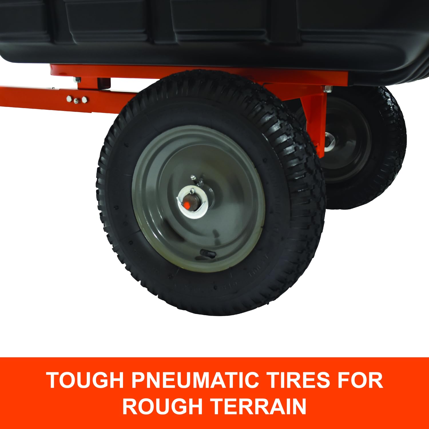 Tow Behind Agri-Fab 45-0573 700 lbs Poly Dump/Swivel Cart; Lawn & Garden Trailer for Lawn Mowers, 16" Pneumatics Tires, Easy to Use Foot Dumping Mechanism