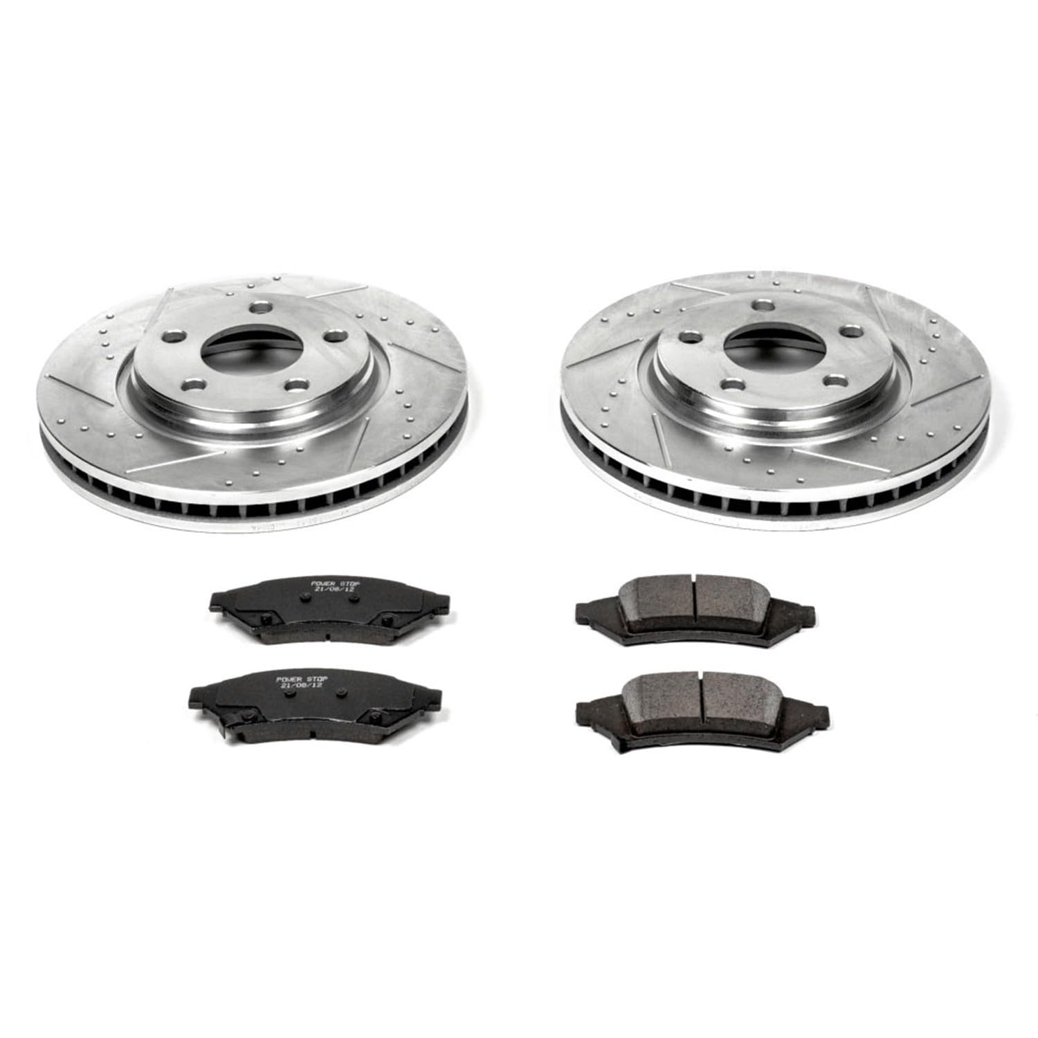 Power Stop K1586 Z23 Carbon Fiber Brake Pads with Drilled & Slotted Brake Rotors Kit For Pontiac Grand Prix 2004 [Model Specific]