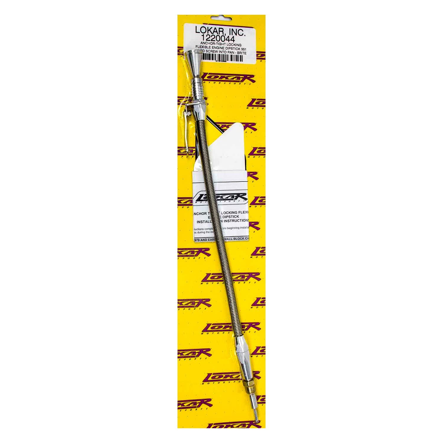 Lokar Anchor-Tight 1220044 Brite Screw Into Pan Flexible Engine Dipstick with Lock for Ford 351 Transmission