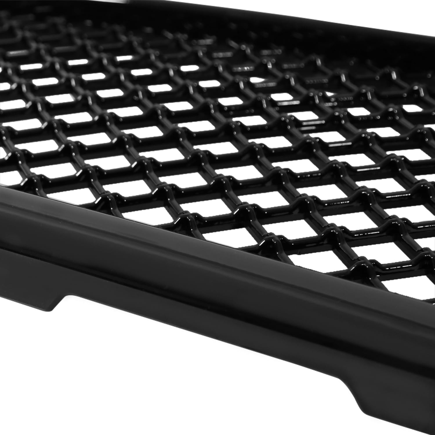 Honeycomb Mesh Front Bumper Hood Grille Spec-D Tuning Glossy Black Compatible with 1994-2001 Dodge Ram 1500 2500 3500