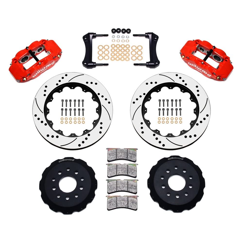 140-9298-DR WILWOOD FNSL6R Front Hat Kit,14.00", Drilled, Red 88-93 Corvette C4