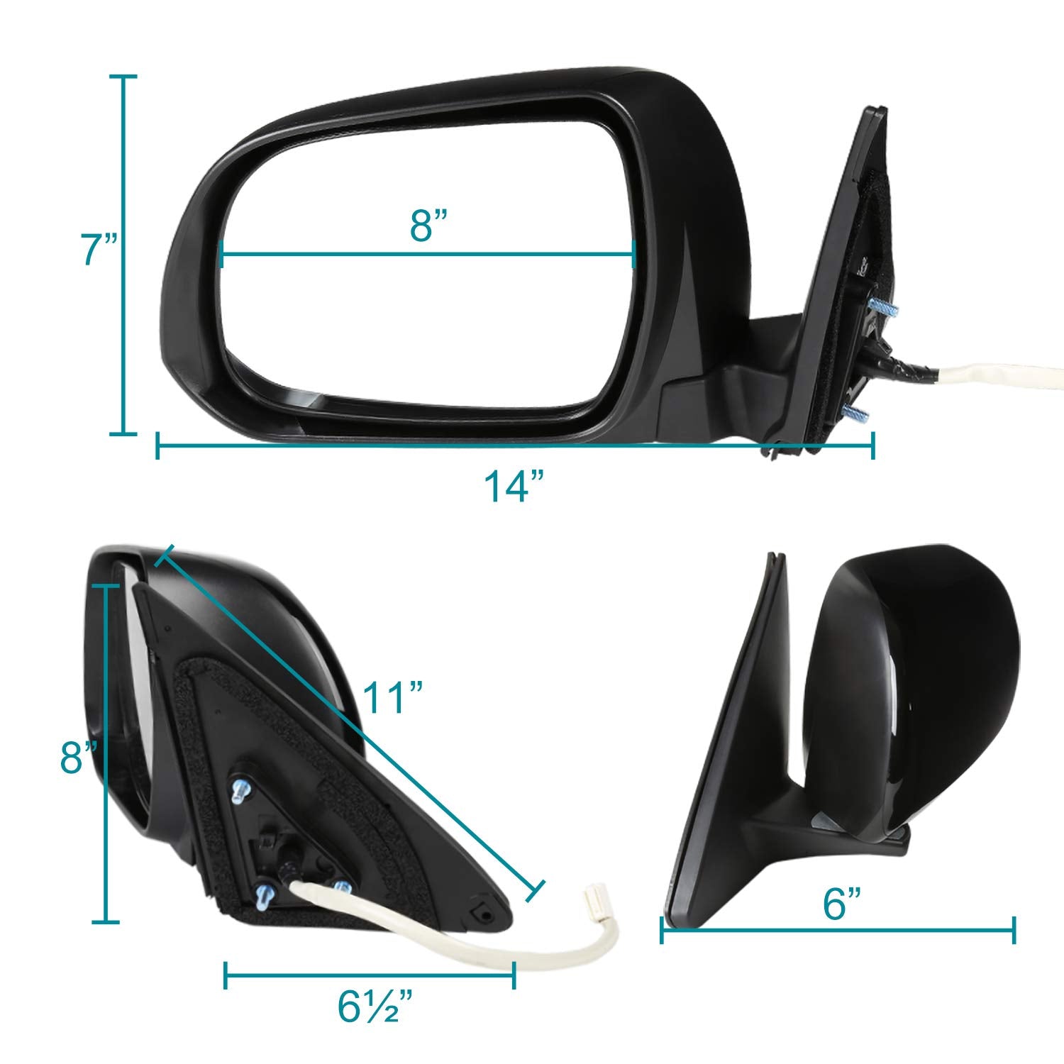 7-Pin Spec-D Tuning Power Heated w/Puddle Lamp Left Driver Side Mirror Compatible with Toyota Highlander 2008-2013