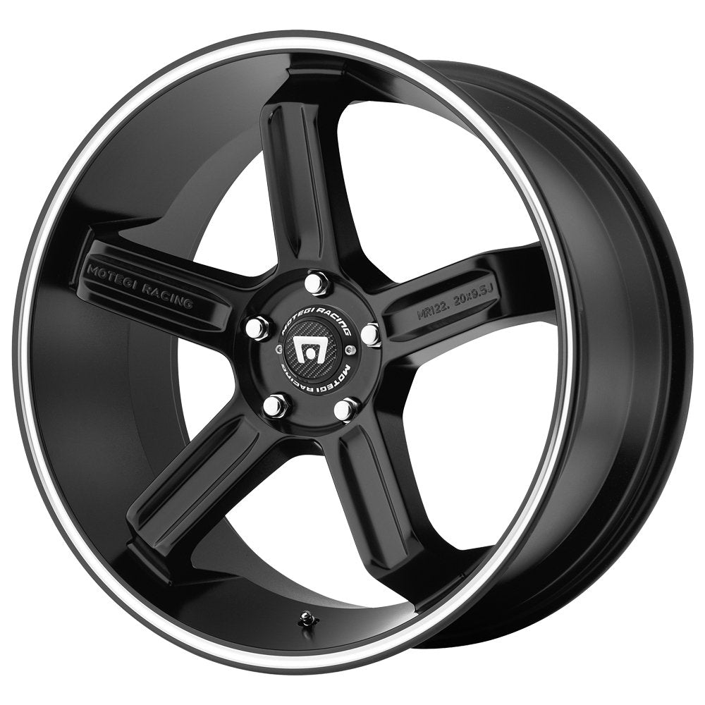 18x9 MR122, Bolt Pattern: 4x100/4.5, Offset: 45, SATIN BLACK W/MACHINED STRIPE, set of 1