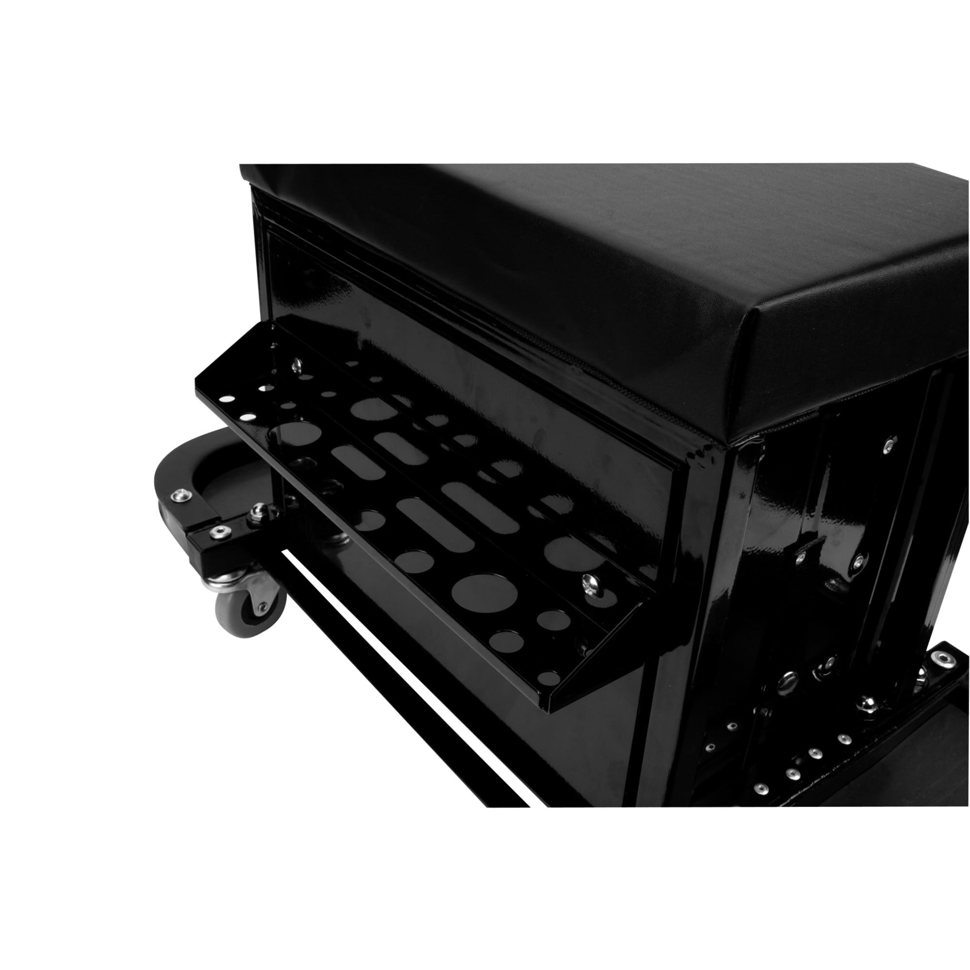 3-Drawer Performance Tool W85025 Rolling Tool Chest Seat With Magnetic Side Trays, Black