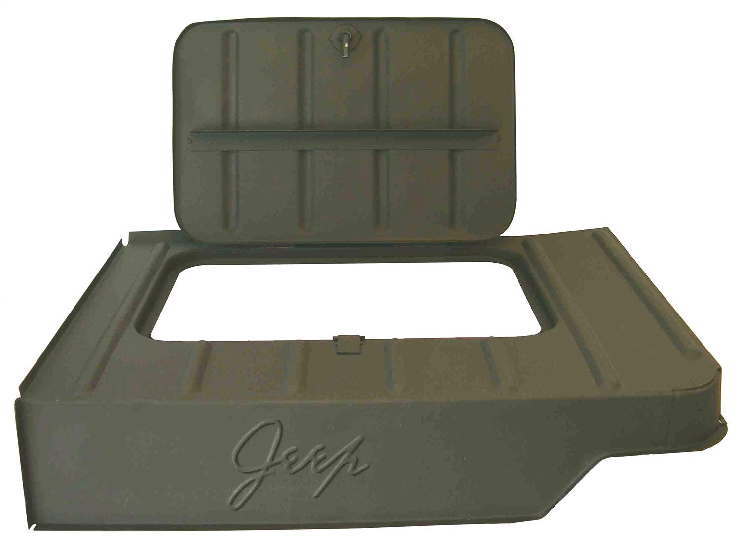 DMC-3227K | Omix-Ada | Tool Compartment, Jeep Script | OE Reference: CRP076 | Fits 1946-1975 Willys / Jeep CJ