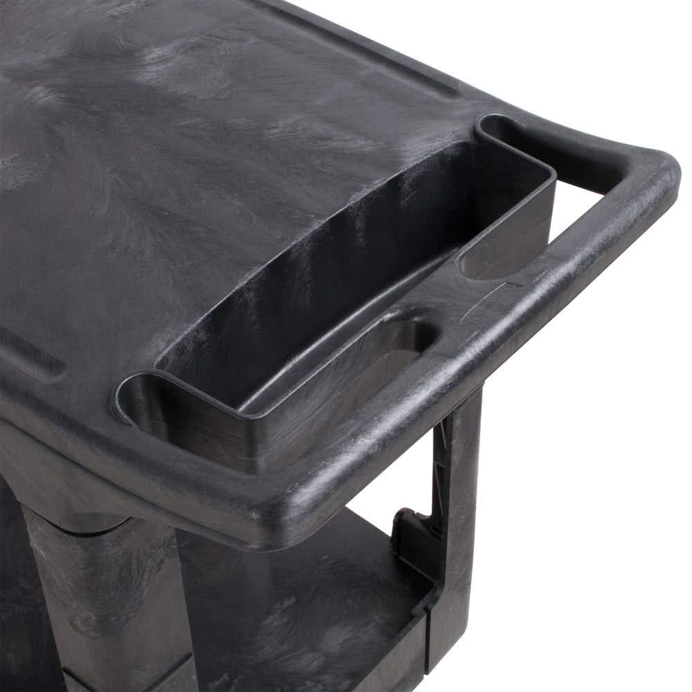 Rubbermaid 2-Shelf Commercial Products Utility/Service Cart Small Flat Shelves Storage Handle 500 lbs. Capacity for Warehouse/Garage/Cleaning/Manufacturing