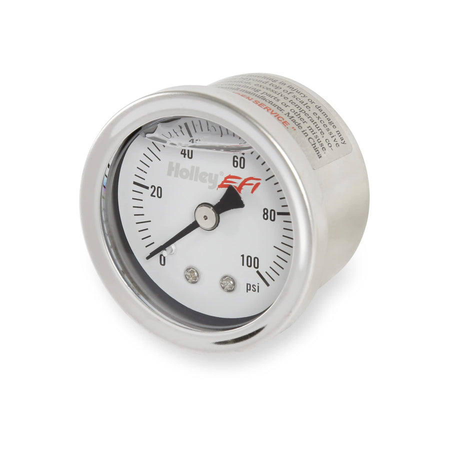 26-507 Holley EFI Fuel Pressure Gauge - 0-100psi - 1.5 inch - Glycerin Filled