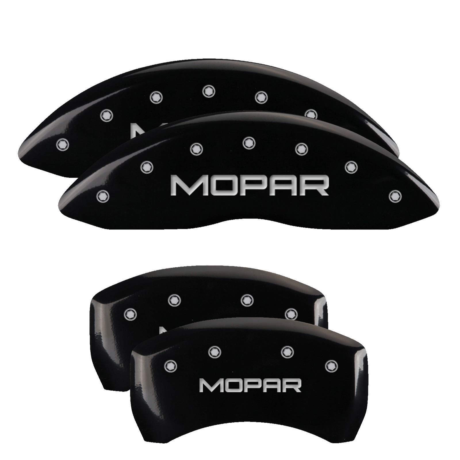 Caliper Covers MGP Compatible with 2011-2023 Dodge Charger and Challenger (Requires 18"+ Wheels & Single Piston Front Caliper) 4 PCS Front and Rear (Black - Mopar Engraving)