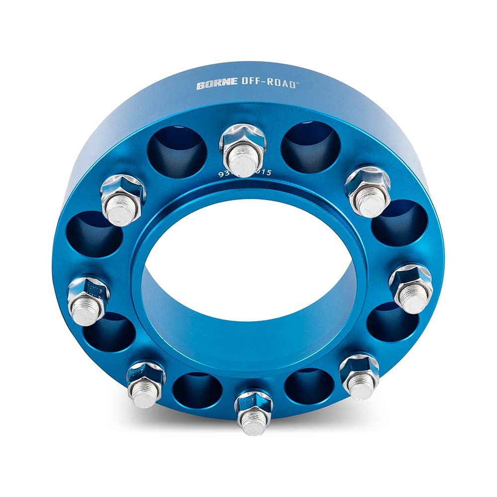 Borne Mishimoto Off-Road Wheel Spacers, 8X170, 2.00 Inch Thick, Compatible with Ford F-250/F-350/Excursion, Blue