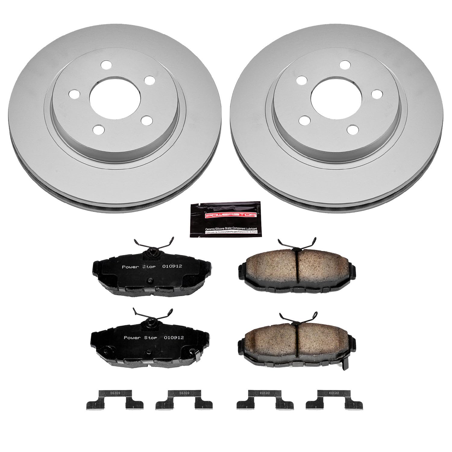 Power Stop CRK4749 Brake Rotor Coated & Ceramic Brake Pads- rear For Ford Mustang 2011-2014 [Model Specific]