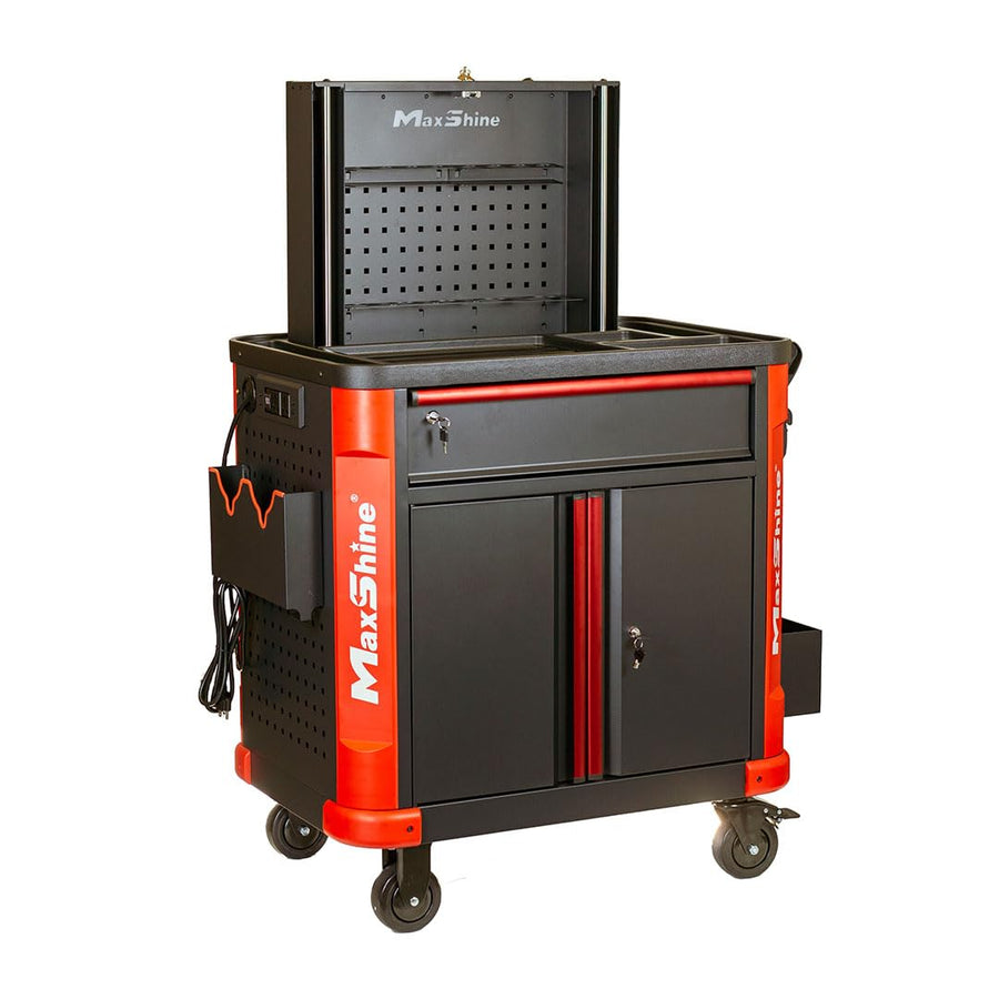 Premium MaxShine Multifunction Detailing Cart with LED Light 110-220V Power Board