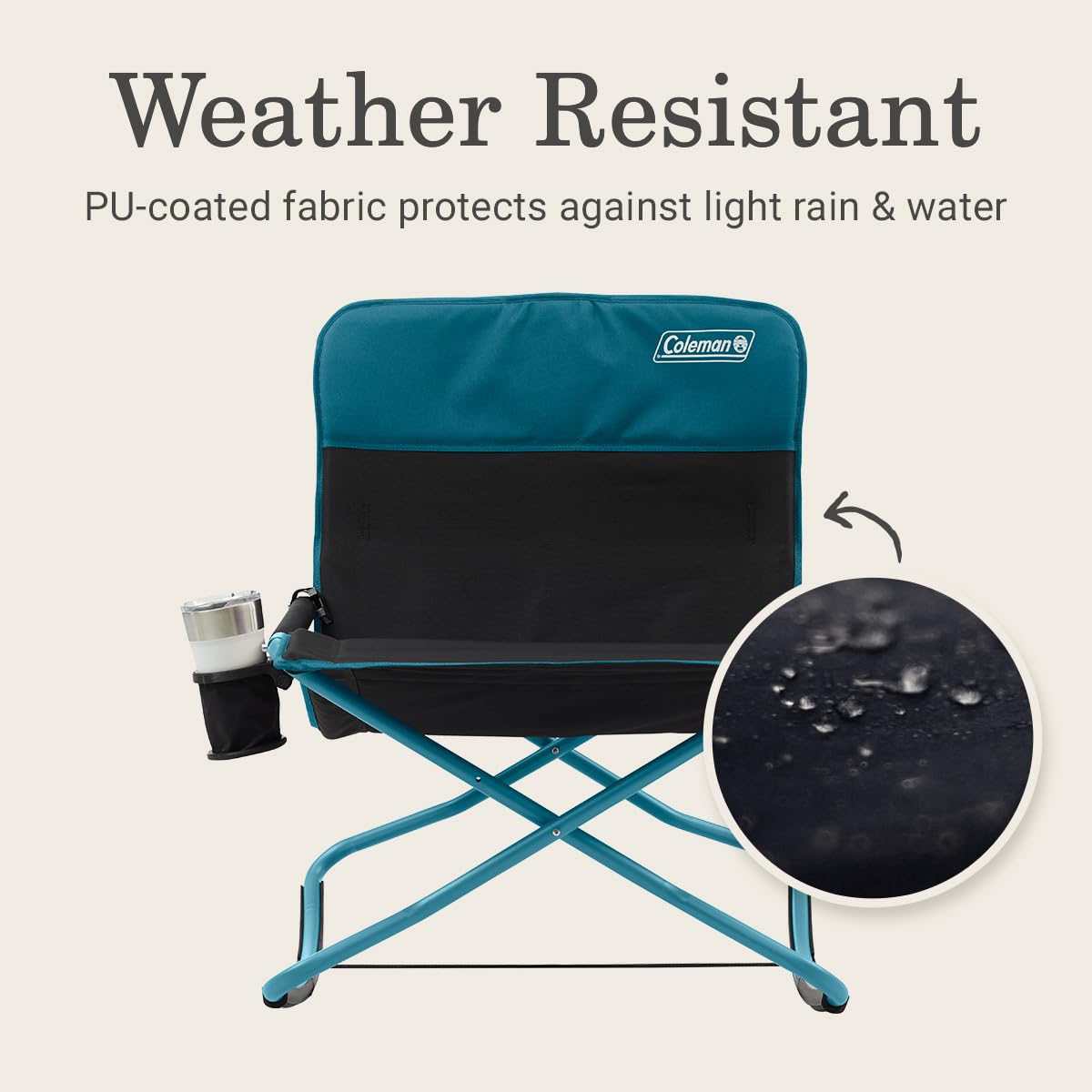 Coleman Portable Cross Rocker Outdoor Rocking Chair, Weather-Resistant Seat with Cup Holder & Padded Back