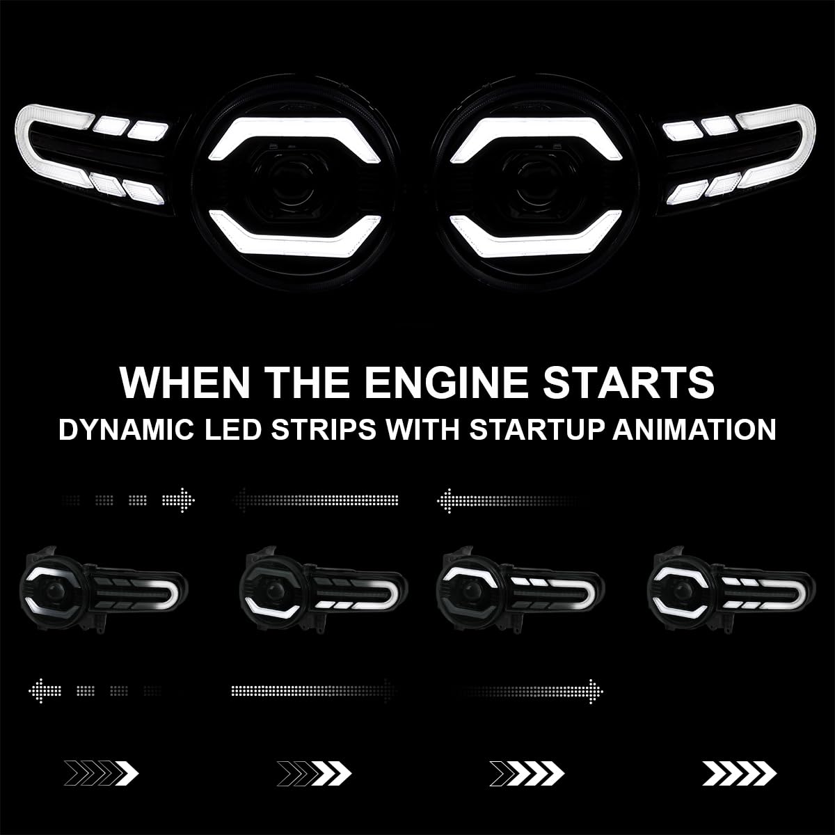 Black Smoke SPEC-D TUNING Projector Headlights w/LED Sequential Turn Signals and Startup Animation Compatible with 2007-2014 Toyota FJ Cruiser, Left + Right Pair Headlamp Assembly