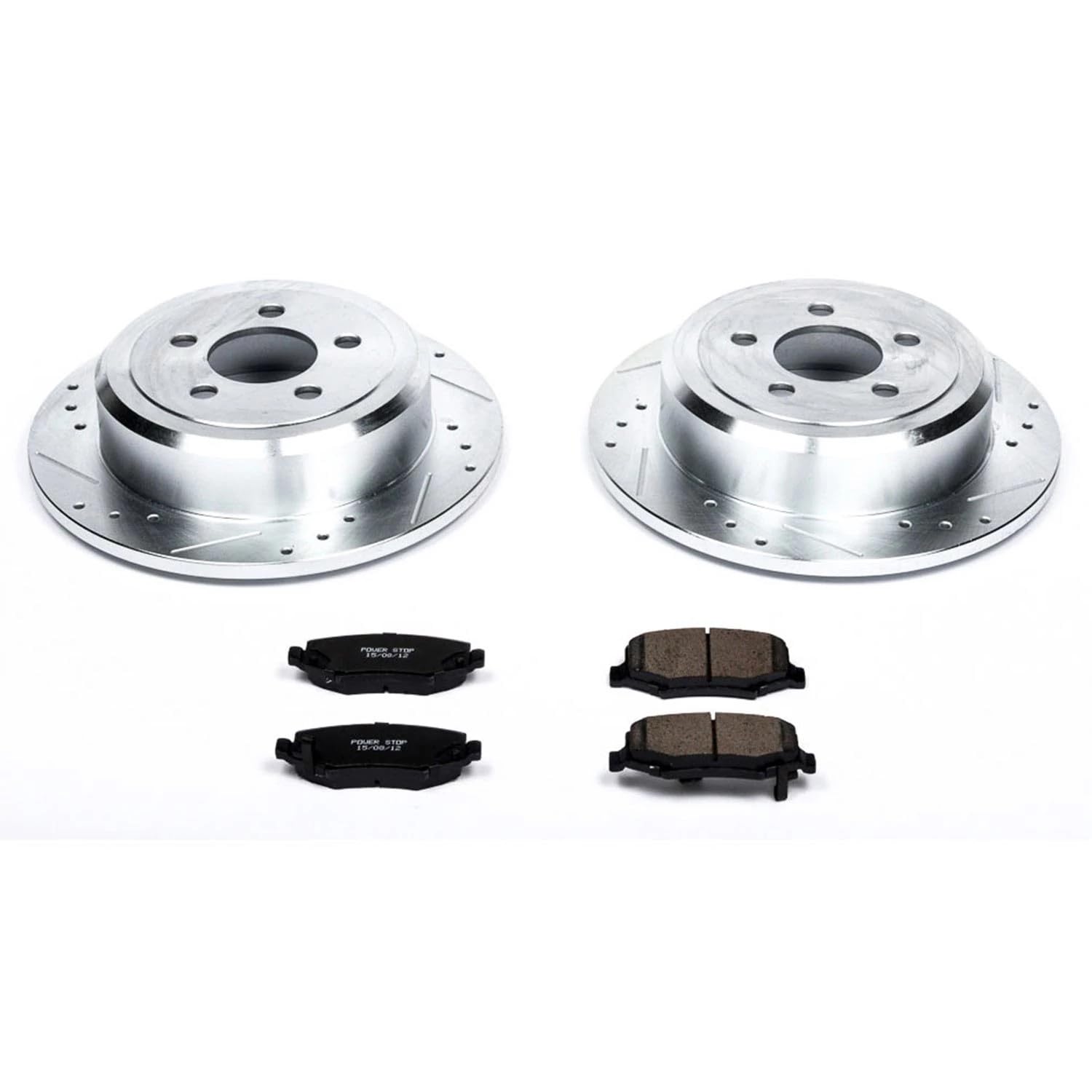 Power Stop K3046 Z23 Carbon Fiber Brake Pads with Drilled & Slotted Brake Rotors Kit For Dodge Nitro 2007-2011, Jeep Liberty 2008-2012 [Model Specific]