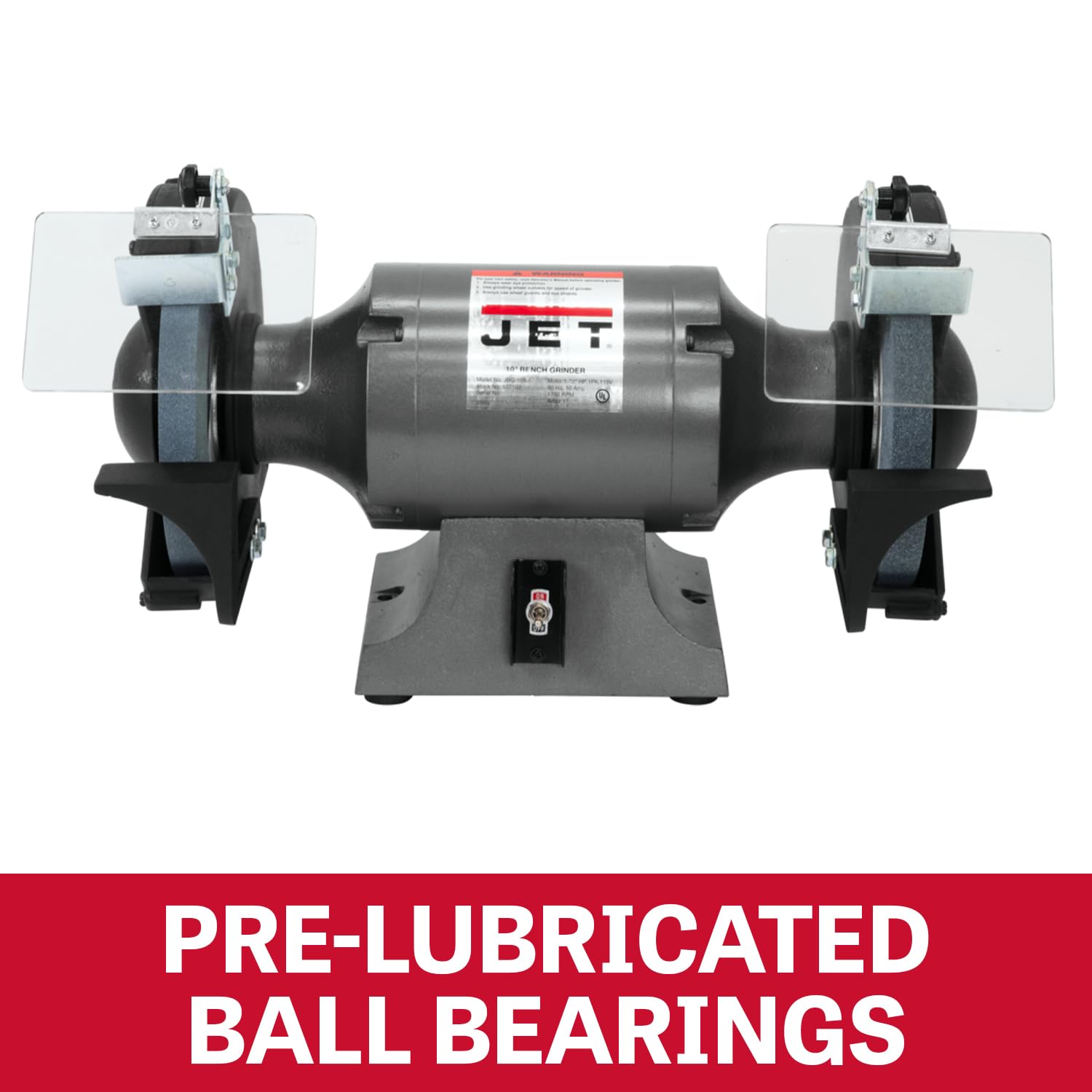 JET 10-Inch Grinder Bench, 1750 RPM, 1 HP, 120V 1Ph (Model JBG-10)