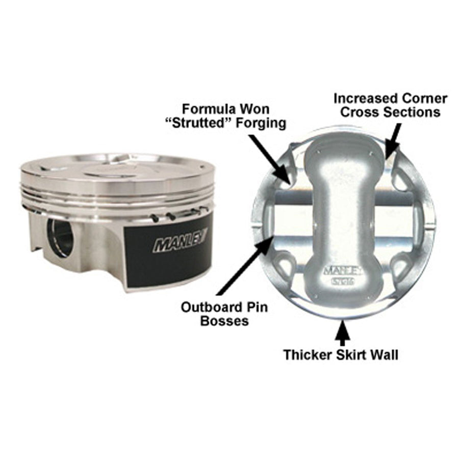 632000C-4 Manley Piston Kit Set (04+ Subaru WRX/STi (EJ257) 75mm DE-Stroker 99.5mm STD Size Bore 8.5:1 Dish), 1 Pack