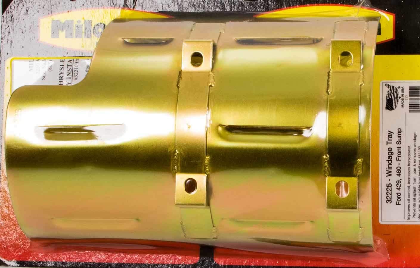 Milodon Gold Zinc Plated 32225 Louver Designed Front Sump Windage Tray for Ford 429/460