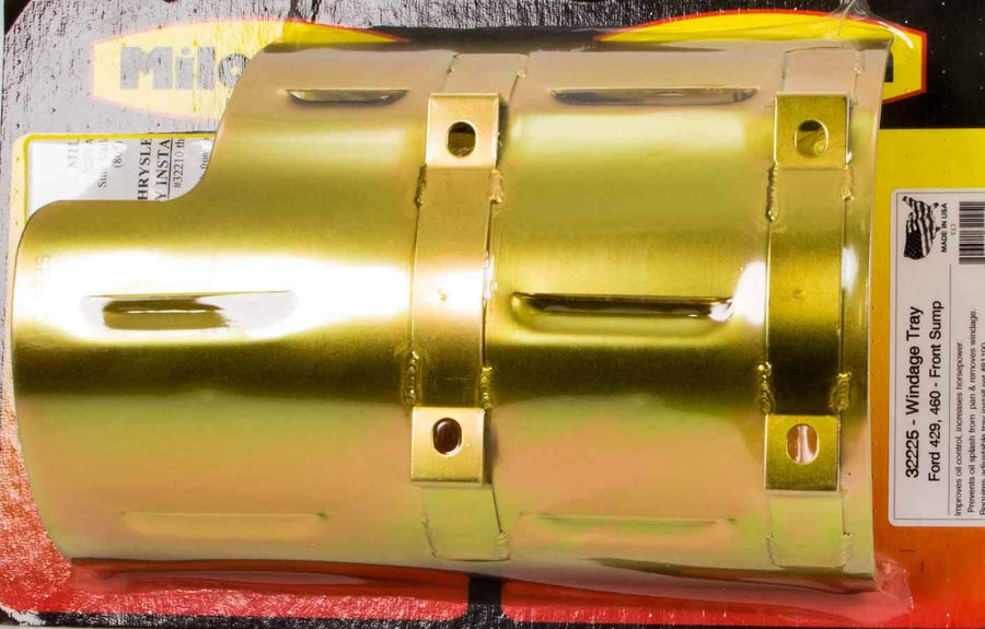 Milodon Gold Zinc Plated 32225 Louver Designed Front Sump Windage Tray for Ford 429/460