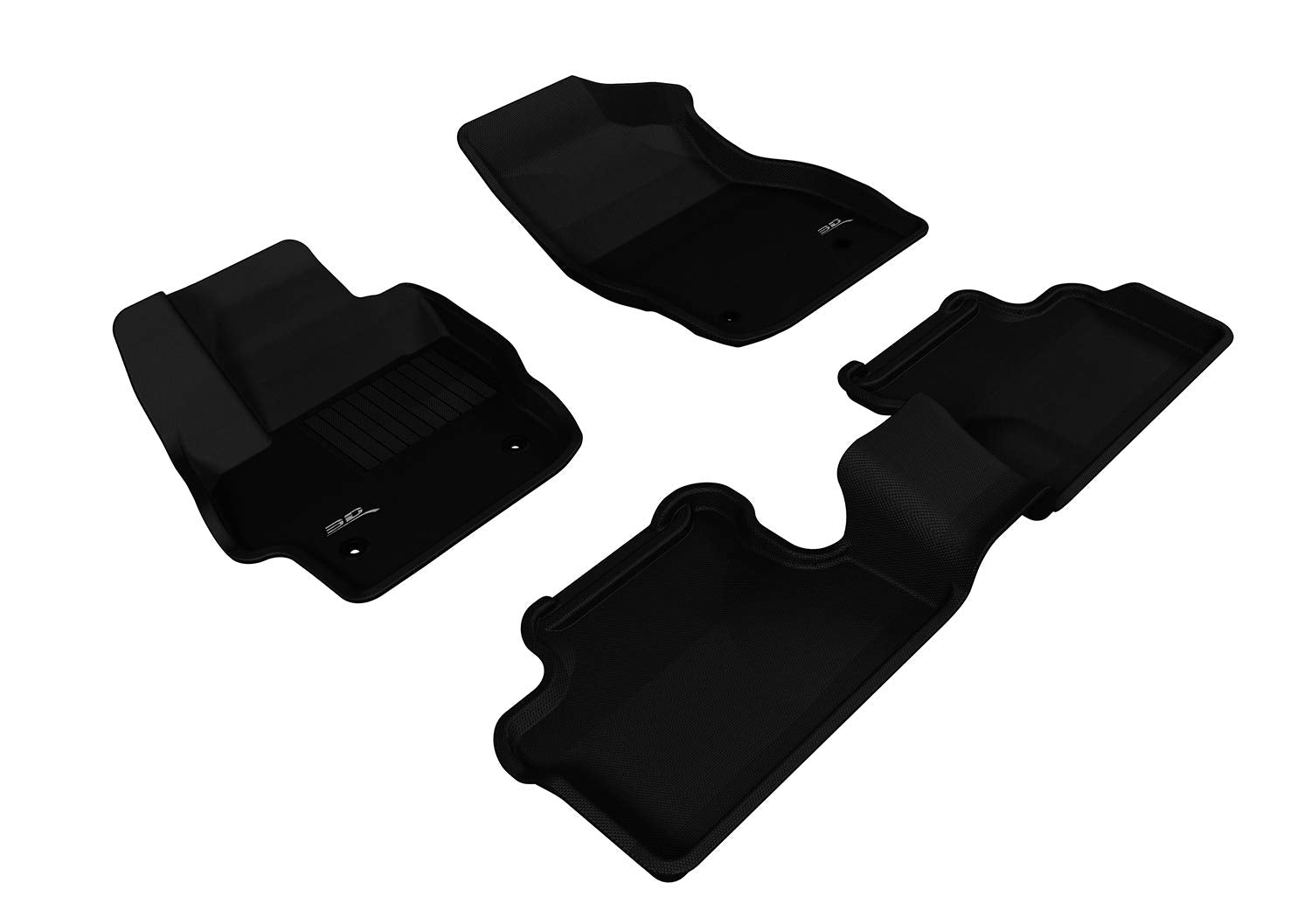 Complete Set 3D MAXpider-L1MZ01301509 Custom Fit All-Weather Floor Mat for Select Mazda3 Models - Kagu Rubber (Black)