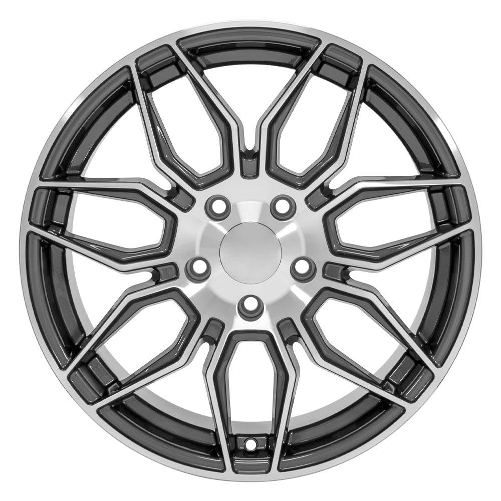 18 Inch OE Wheels CV03C Rim Fits Corvette C8 Z06 Style 5x120.65 18x8.5 Gloss Gunmetal Machined - Hollander 95580 (1)