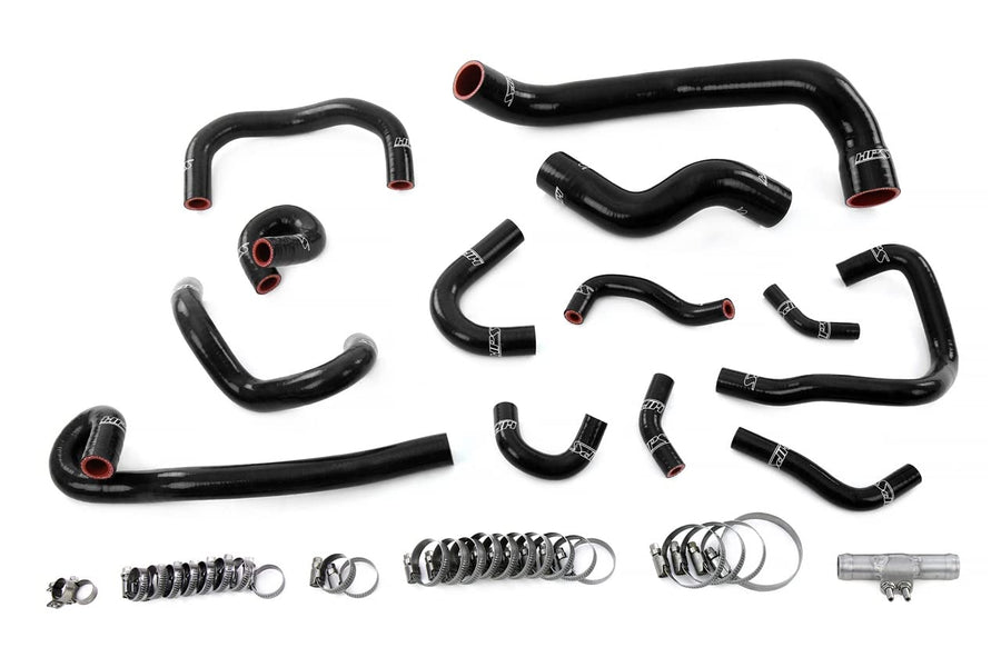HPS Performance Silicone Black Radiator + Heater + Ancillary Hose Kit Compatible for 1995-1998 Nissan Skyline GTR R33 RB26DETT Twin Turbo, 57-2135-BLK