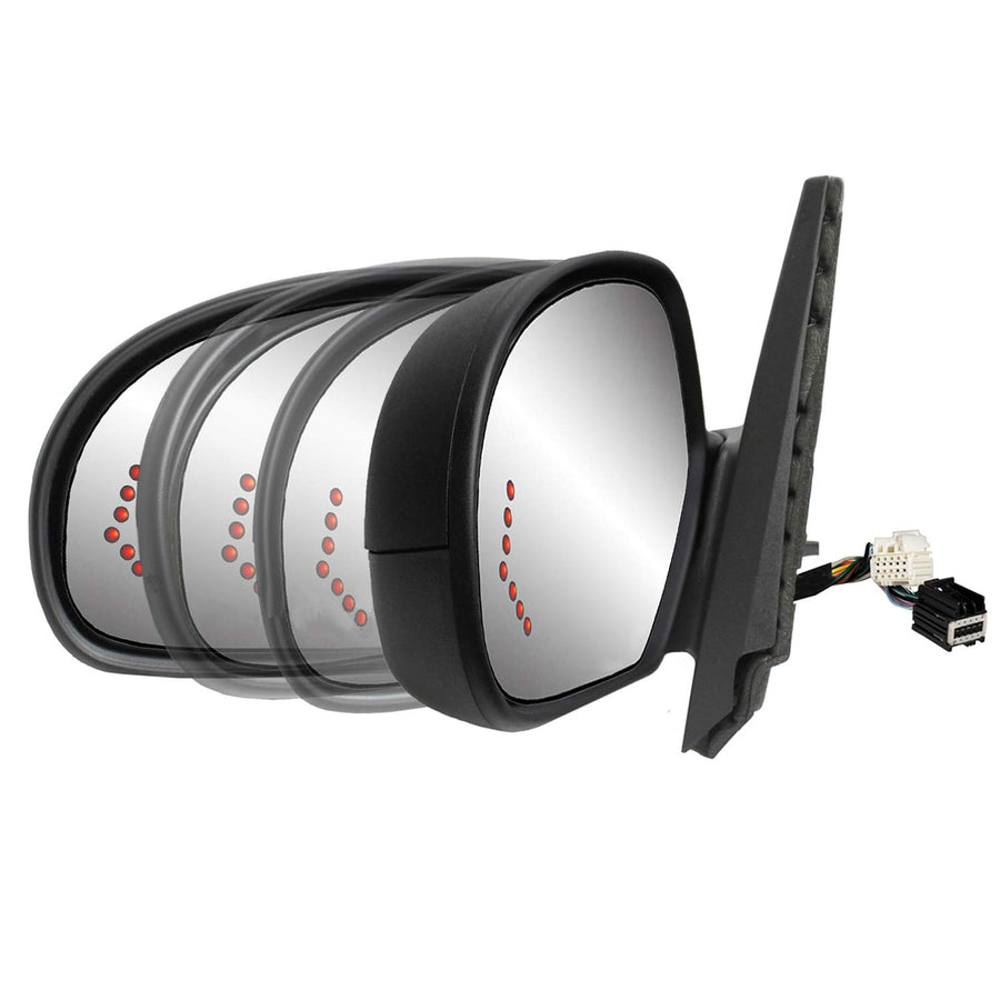 Fit System Driver Side Mirror for Silverado/Sierra 1500, 2500, 3500, Avalanche, Suburban, Tahoe, Yukon/Denali/XL, Silverado/Sierra Hybrid, Curb Assist, Arrow Signal, Heated Power, Power Fold (62150G)