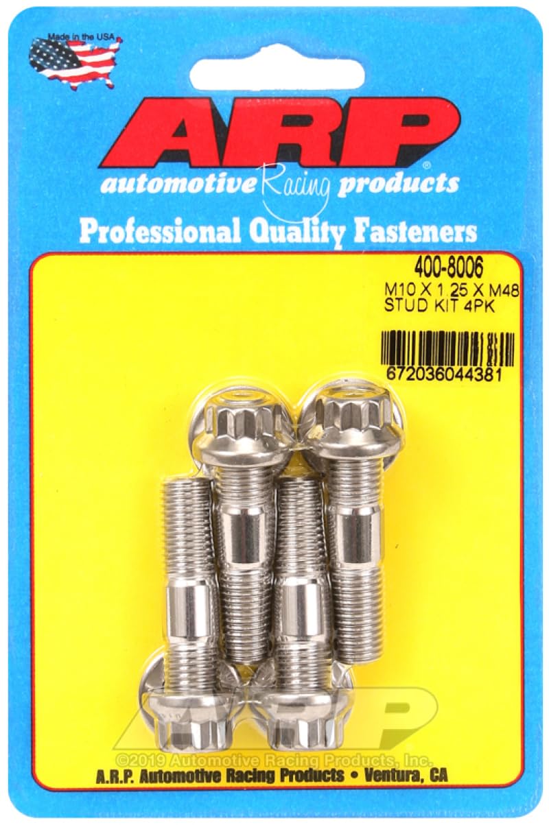 ARP 400-8006 Stud Broached Kit (M10 X 1.25 X 48mm broached Stud 4pcs)