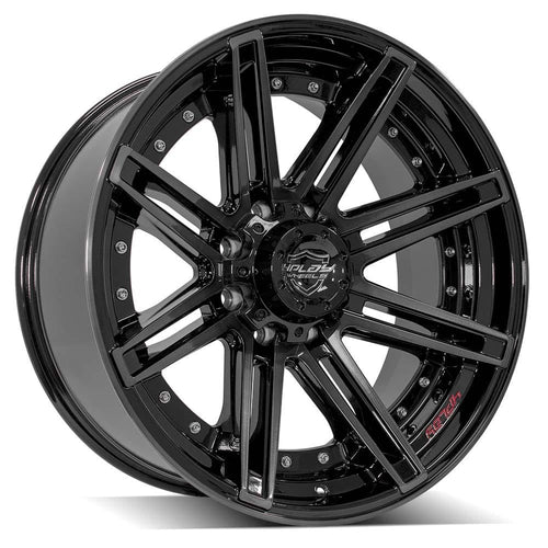 4Play Wheels 4P08-22100-8650-24BBT: 22X10 Gen2 4P08 8X6.5" -24Et In Gloss Black W/Brushed Face & Tinted Clear