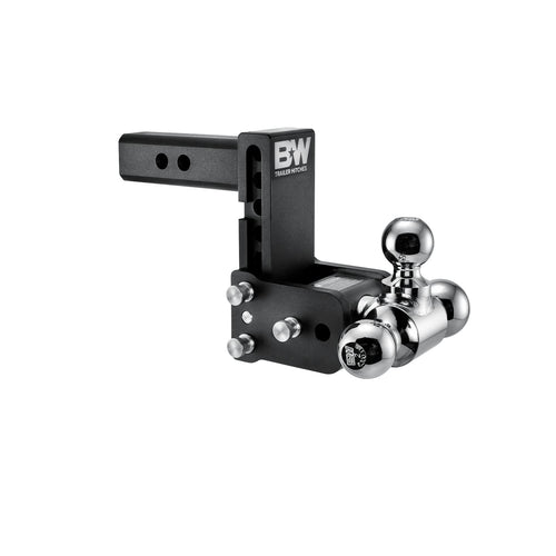Tow & Stow B&W Trailer Hitches Adjustable Trailer Hitch Ball Mount - Fits 2" Receiver, Tri-Ball (1-7/8" x 2" x 2-5/16"), 5" Drop, 10,000 GTW - TS10048B