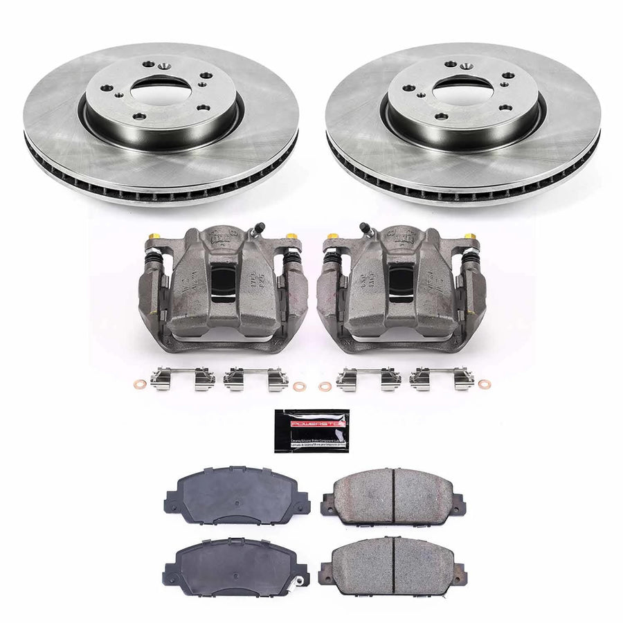 Power Stop Autospecialty KCOE6515A Front Caliper Brake Kit- Brake Rotors, Ceramic Brake Pads and Brake Calipers For Honda Accord 2013-2020 [Model Specific]