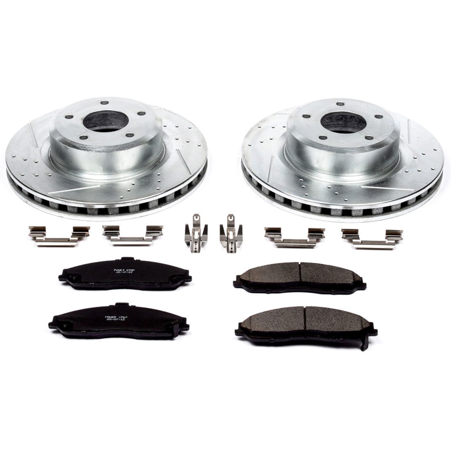 Power Stop K2912 Z23 Carbon Fiber Brake Pads with Drilled & Slotted Brake Rotors Kit For Pontiac GTO 2005-2006 [Model Specific]