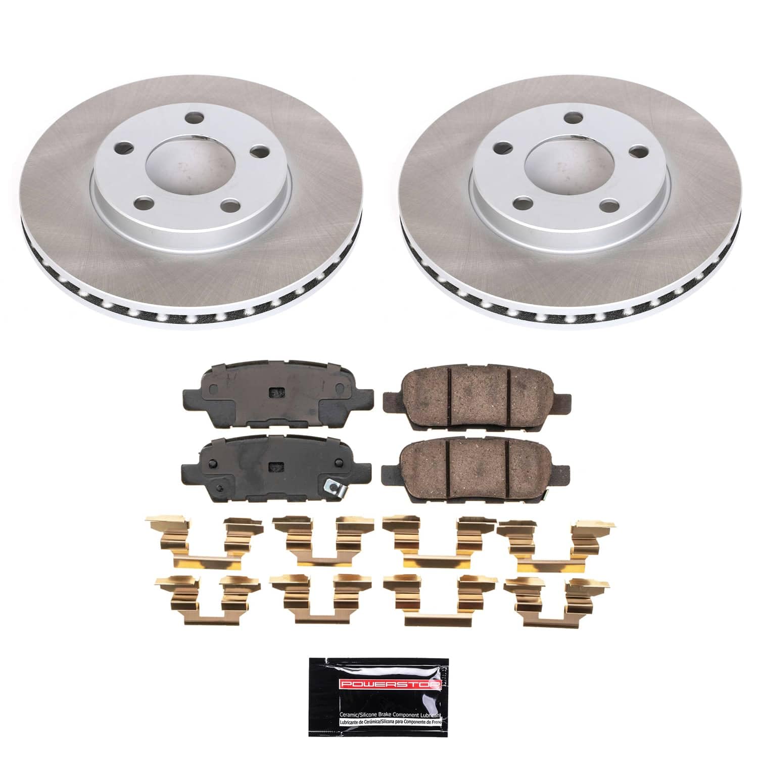 Power Stop SC9064 Brake Kit Rear With Semi-Coated Brake Rotors and Ceramic Brake Pads & Hardware For INFINITI EX35 2009-2008, M35 2010, M45 2010, Nissan 370Z 2009 [Application Specific]
