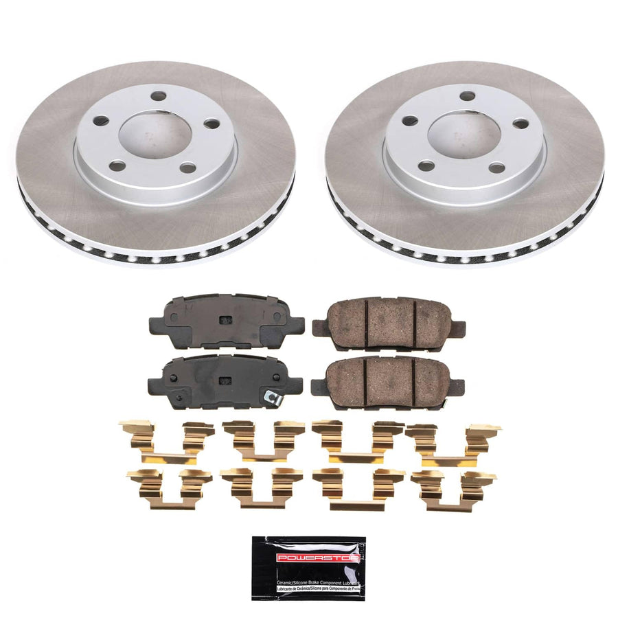Power Stop SC9064 Brake Kit Rear With Semi-Coated Brake Rotors and Ceramic Brake Pads & Hardware For INFINITI EX35 2009-2008, M35 2010, M45 2010, Nissan 370Z 2009 [Application Specific]