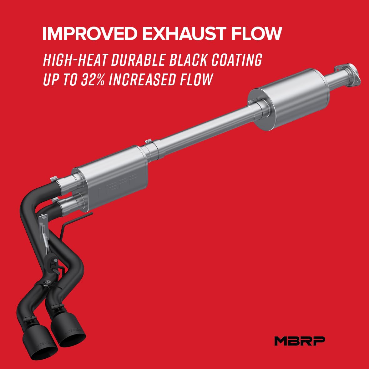 Dual Pre-Axle Black Coated Exhaust for 2021+ Ford F150 (Street Profile) with 2.5in OD Tips & 3in Cat Back by MBRP