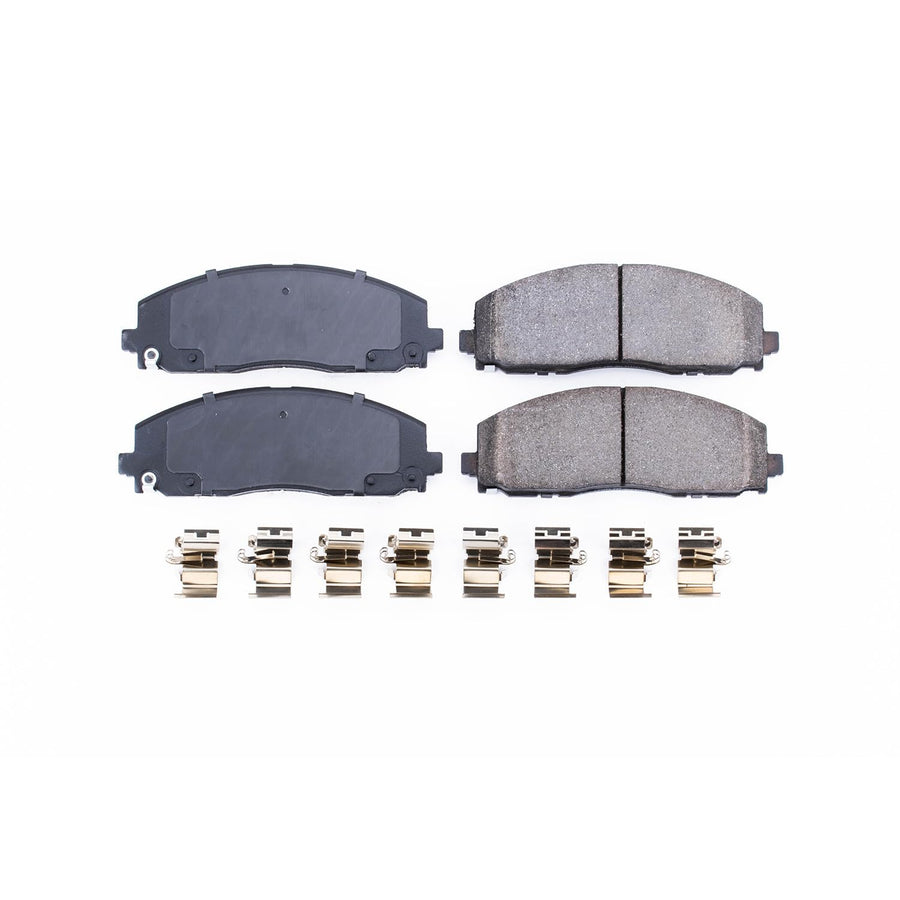 PowerStop Brake Pads Front For Chrysler Grand Caravan 2021-22 |Pacifica 2017-25 |Town & Country 2012-16 |Voyager 2020-25 - Ceramic Brake Pads With Installation Hardware, 17-1589