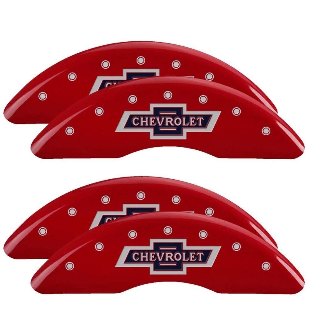 MGP 14173SBANRD Caliper Covers 100 Anniversary Chevrolet Red Powder Coat Finish, Silver Characters, Set of 4