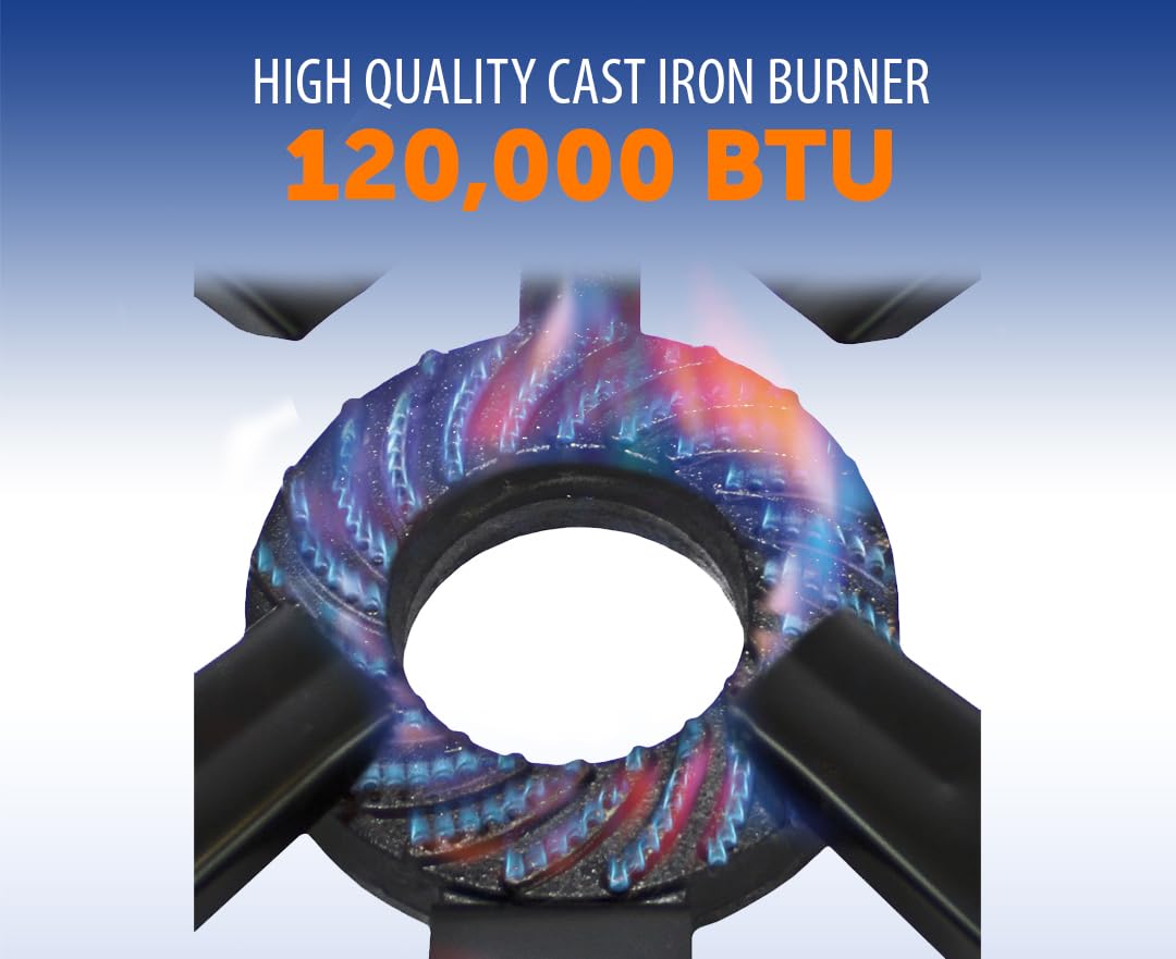 Flame King 120,000 BTU Heavy Duty, 0-20 PSI, Turkey Fryer Single Propane Burner Bayou Cooker, Outdoor Stove for Home Brewing, Maple Syrup Prep, Cajun Cooking