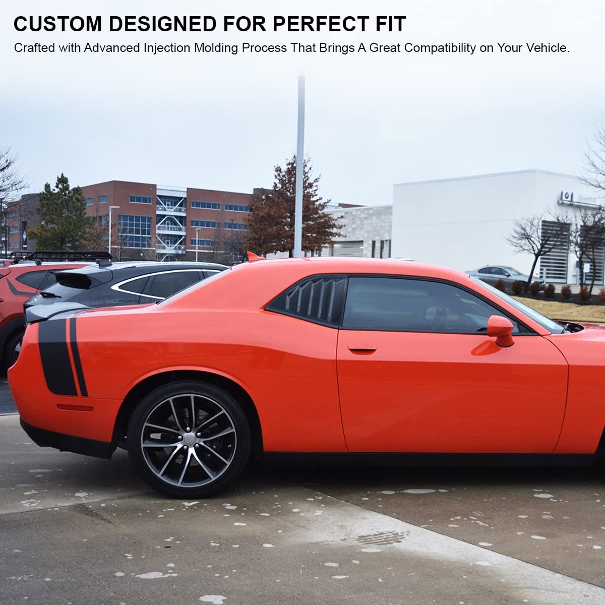 Matte Black SPEC-D TUNING Side Window Louvers Cover 2PC Compatible with 2008-2017 Dodge Challenger