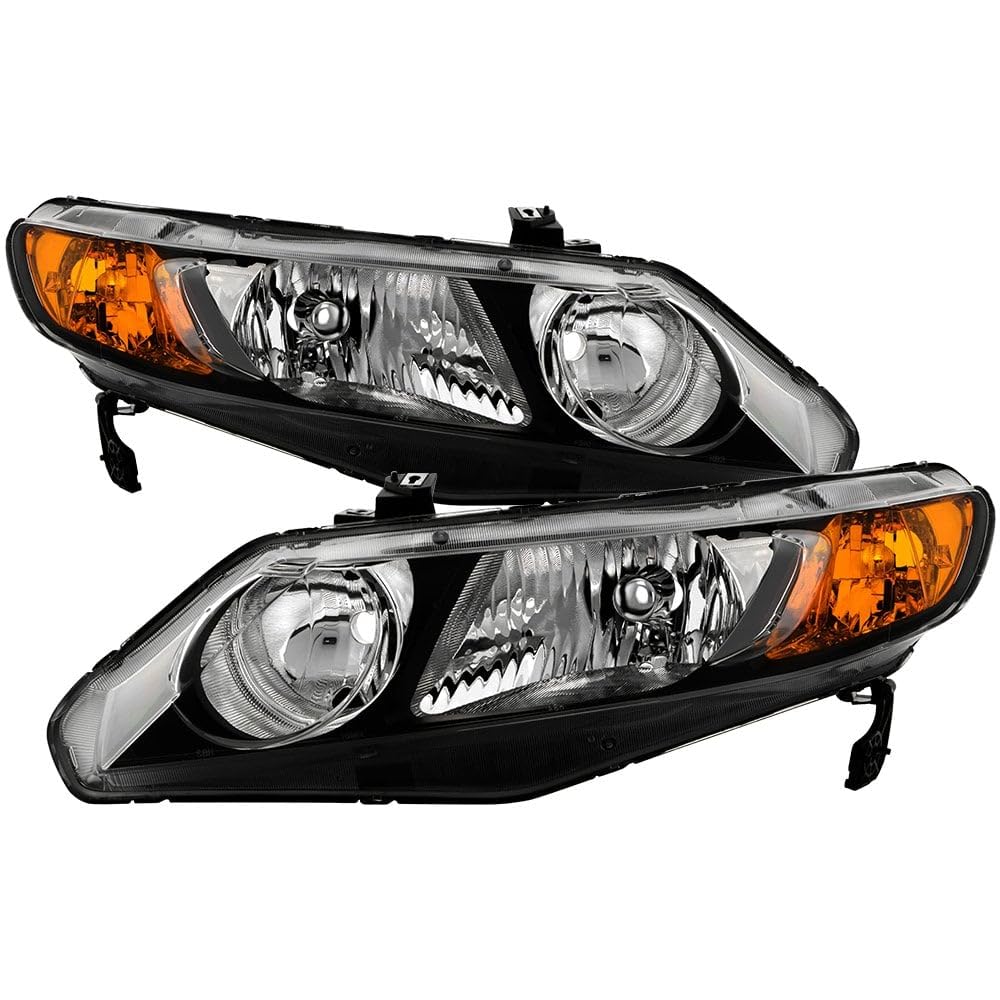 Honda Civic 06-11 4dr Spyder (xTune) Black Crystal Headlights w/Large Amber Corner