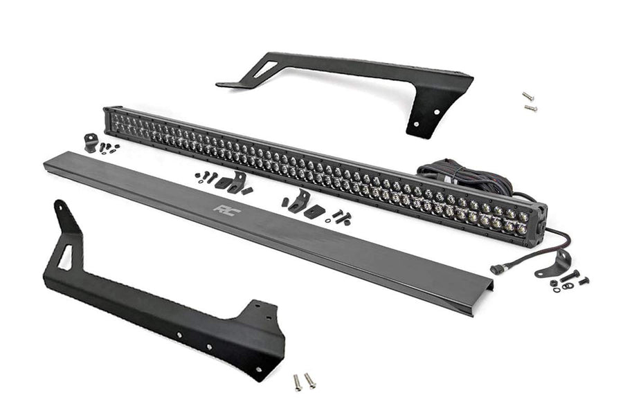50" Rough Country DRL LED Light Bar Windshield Kit for Jeep Wrangler JK (2007-2018) - White DRL